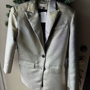 NWT Ronny Kobo Collection Silver Metallic Blazer